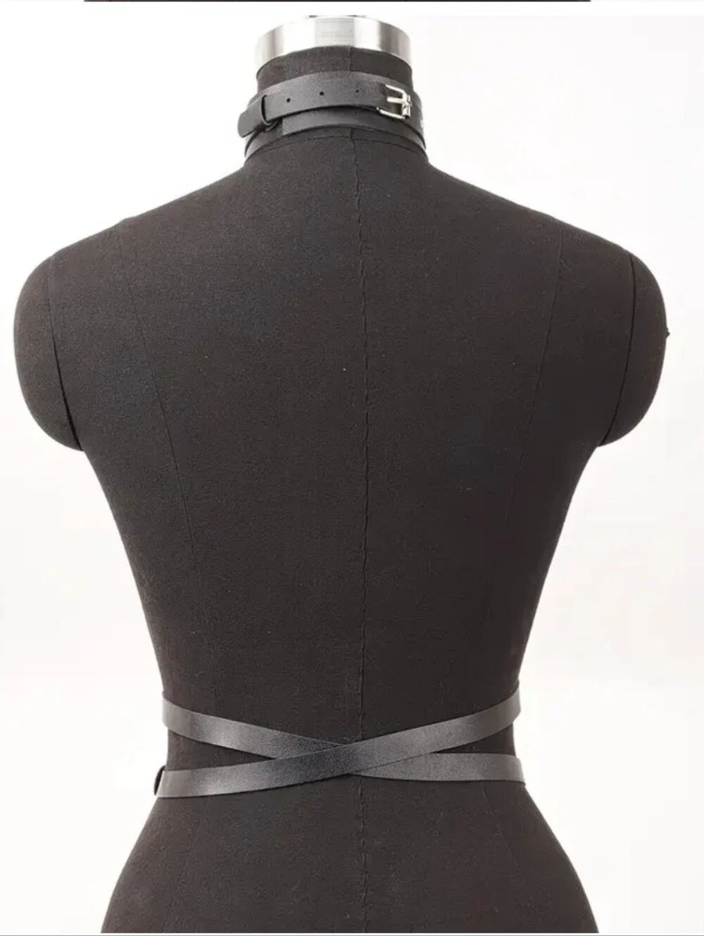 Trendy-Women's Gothic PU Leather Adjistable Waist Belt With Choker Harness